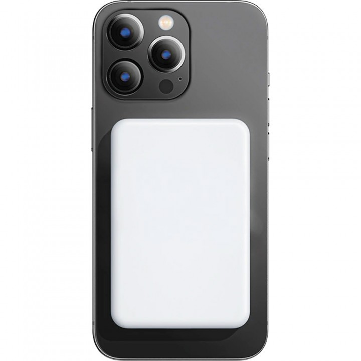 Beyaz mini MagSafe uyumlu 5000 mAh wireless promosyon powerbank